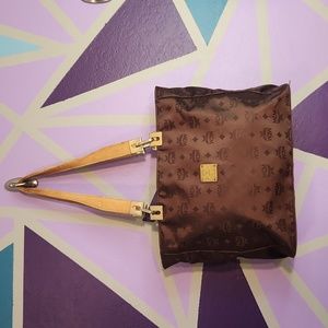 MCM Brown Monogram Nylon Zip Tote